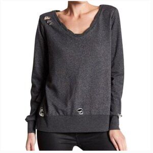 ROMEO & JULIET black French Terry Distressed Sweatshirt Size Small, NWT